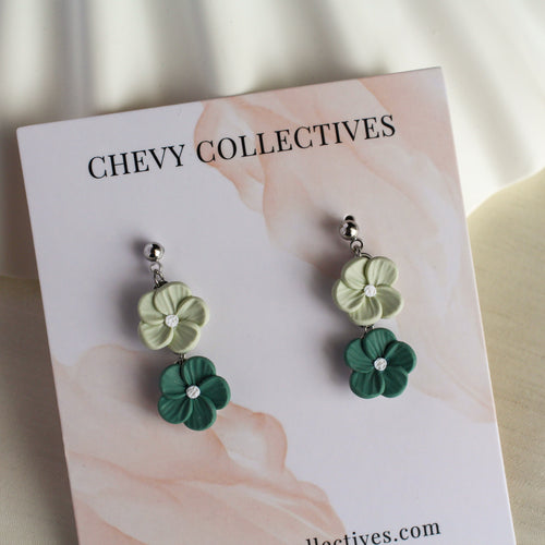 Wildflower Duo Dangle (Light Green, Dark Green)