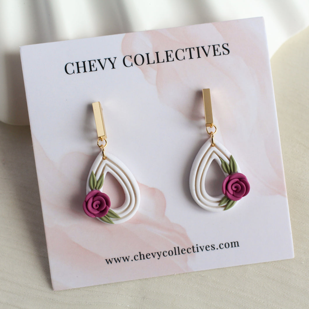 All Things Floral (Teardrop - White, Fuschia)