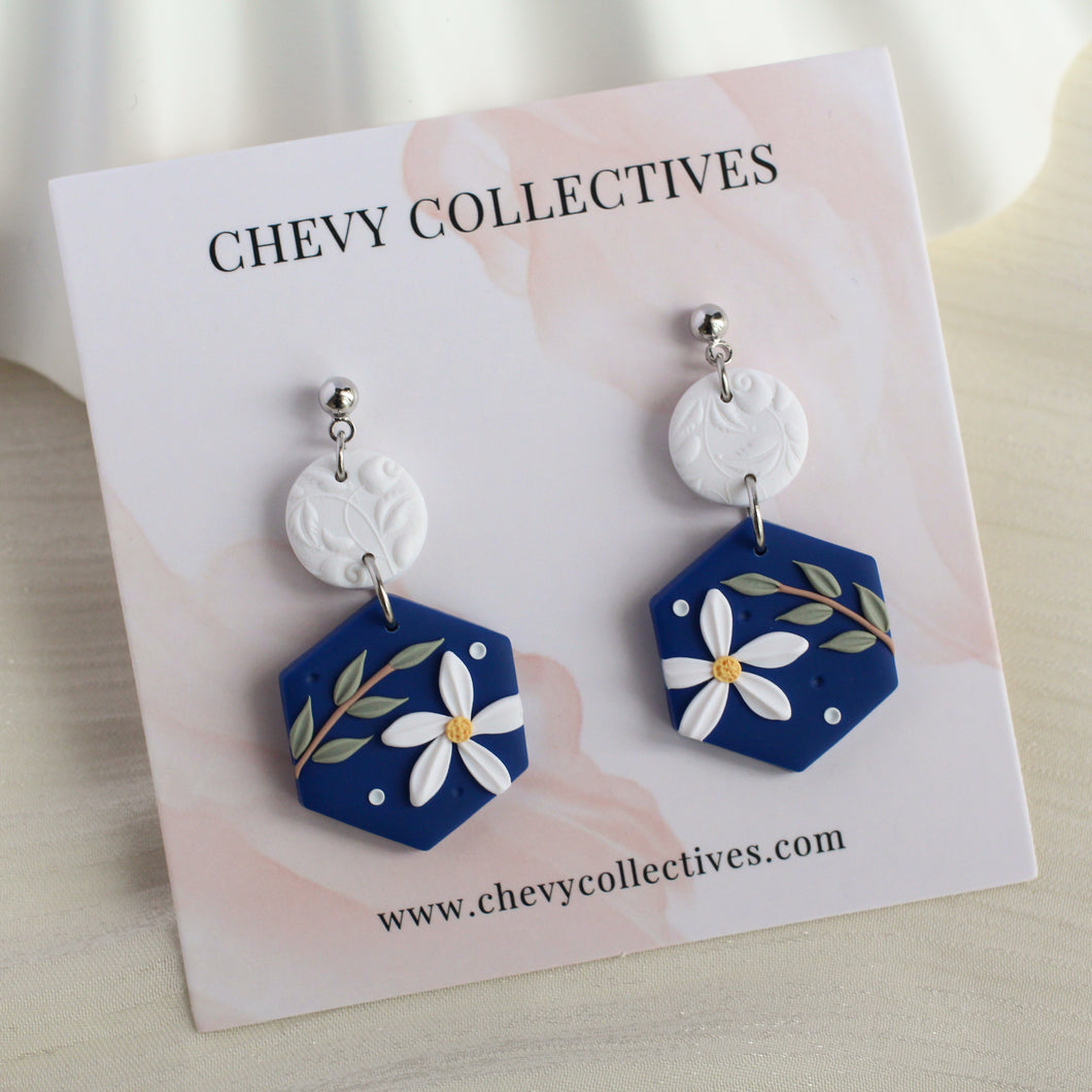 All Things Floral (Hexagon - Navy)