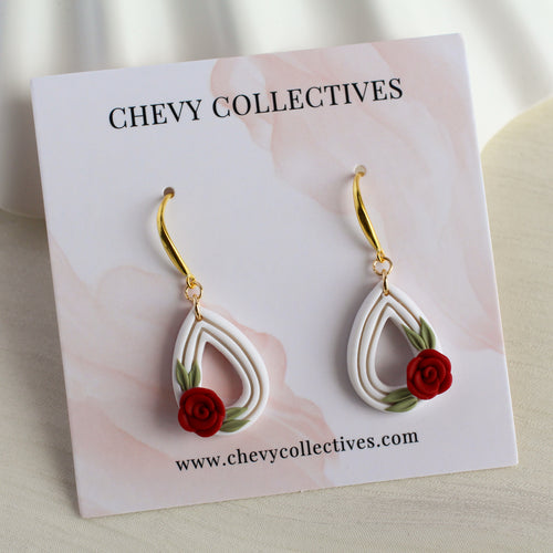 All Things Floral (Teardrop - White, Maroon Rose)