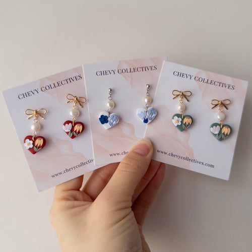 All Things Floral (Heart - Maroon/White/Forest Green)