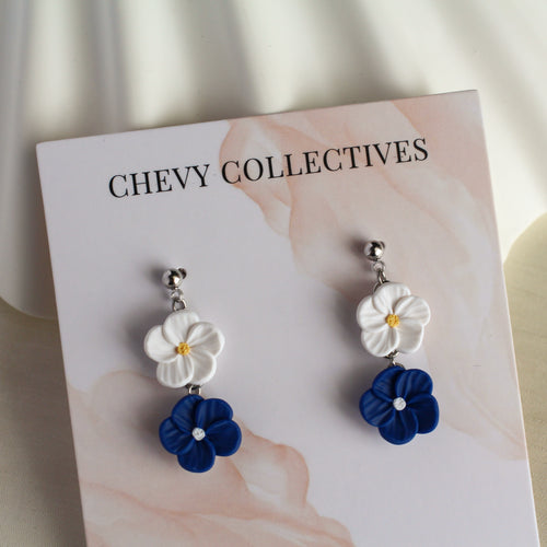 Wildflower Duo Dangle (White, Navy)