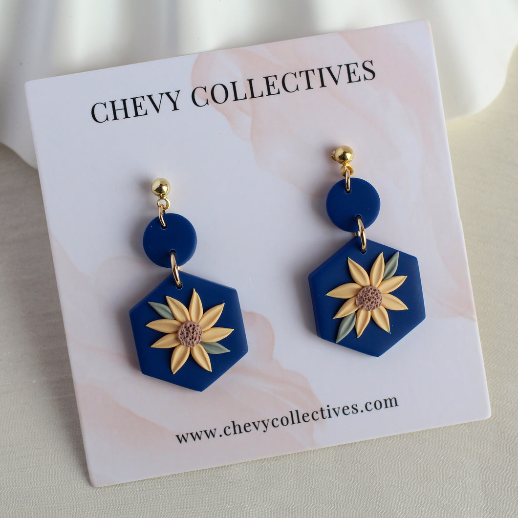 Sunflower (Hexagon - Navy)