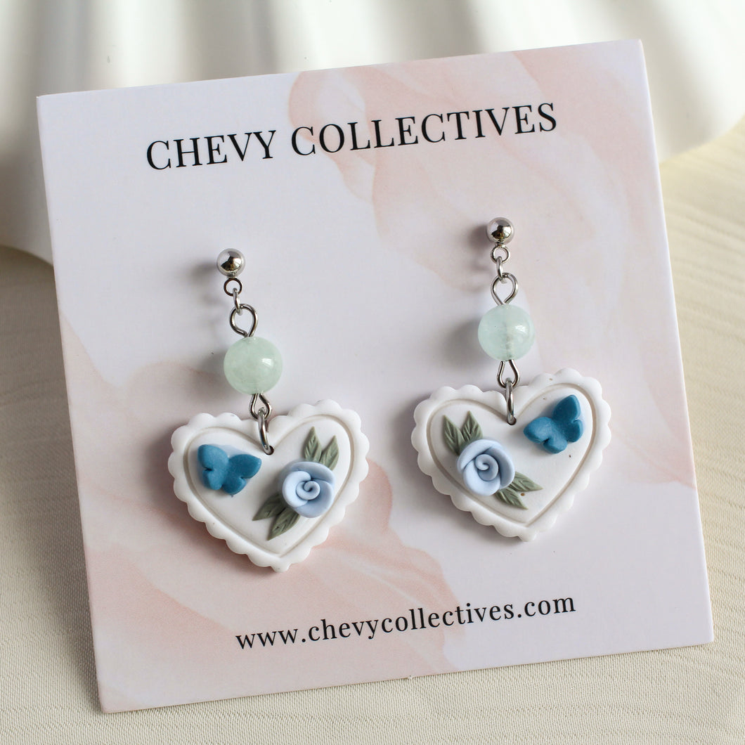 All Things Floral (White Heart - Blue)