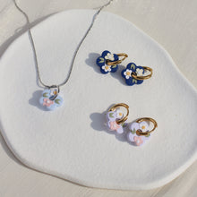 Load image into Gallery viewer, Mini Floral Hoops (Navy)