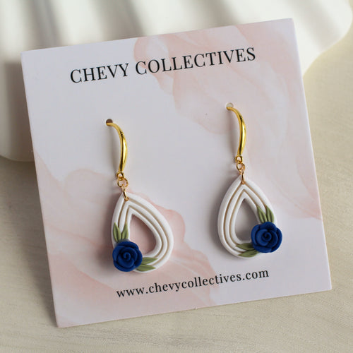 All Things Floral (Teardrop - White, Navy Rose)