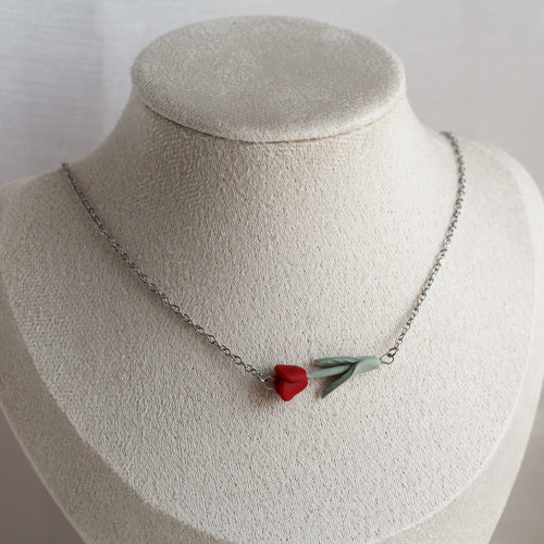 Tulips (Necklace - Maroon)