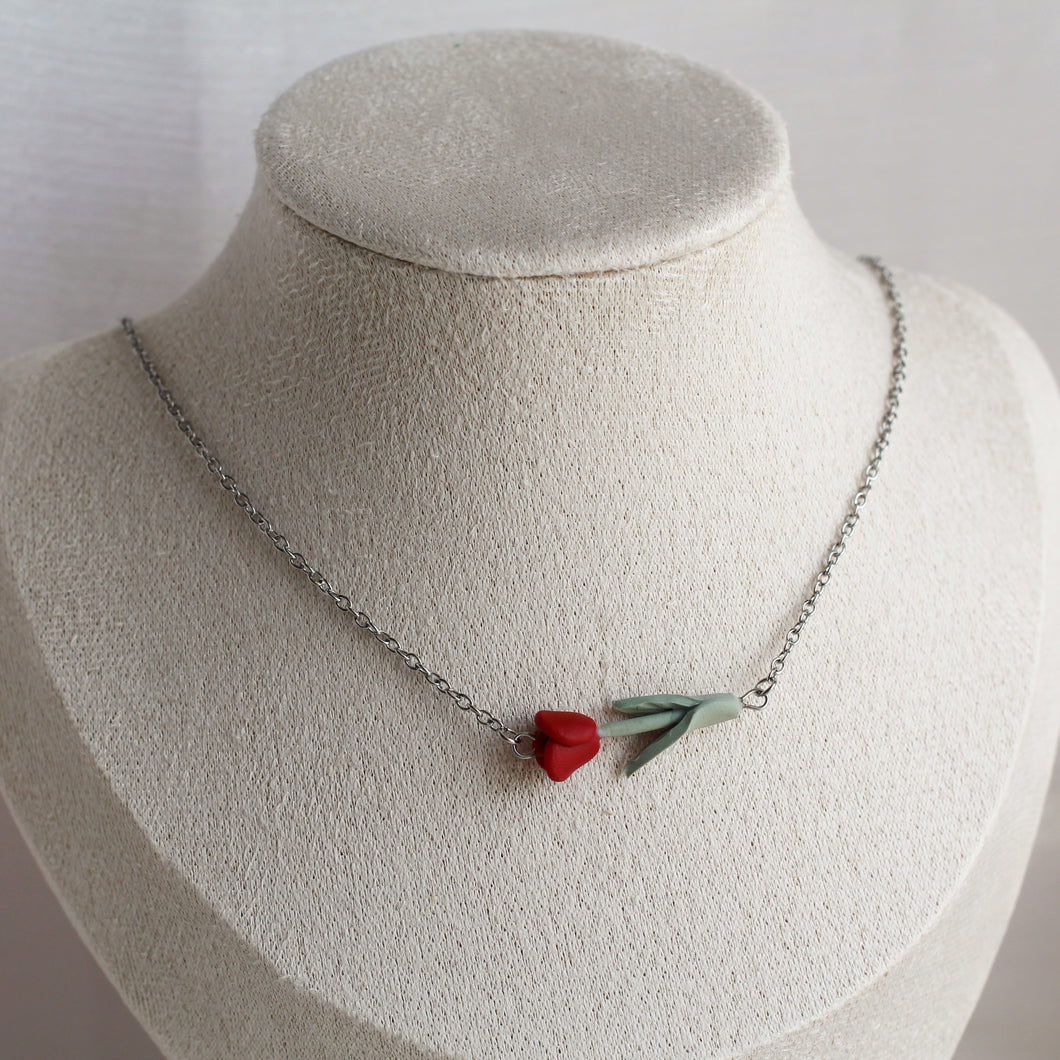 Tulips (Necklace - Maroon)