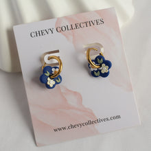 Load image into Gallery viewer, Mini Floral Hoops (Navy)