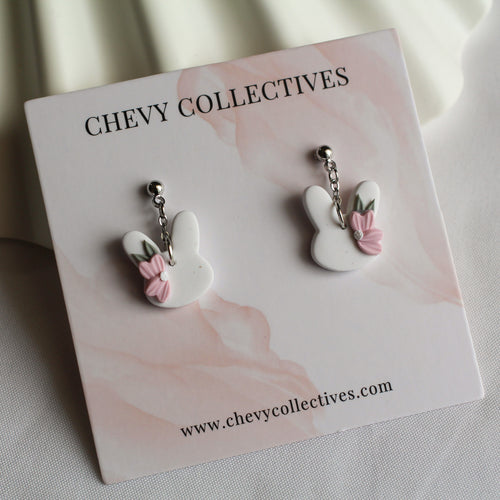 Mini Rabbit (White, Pink Floral)