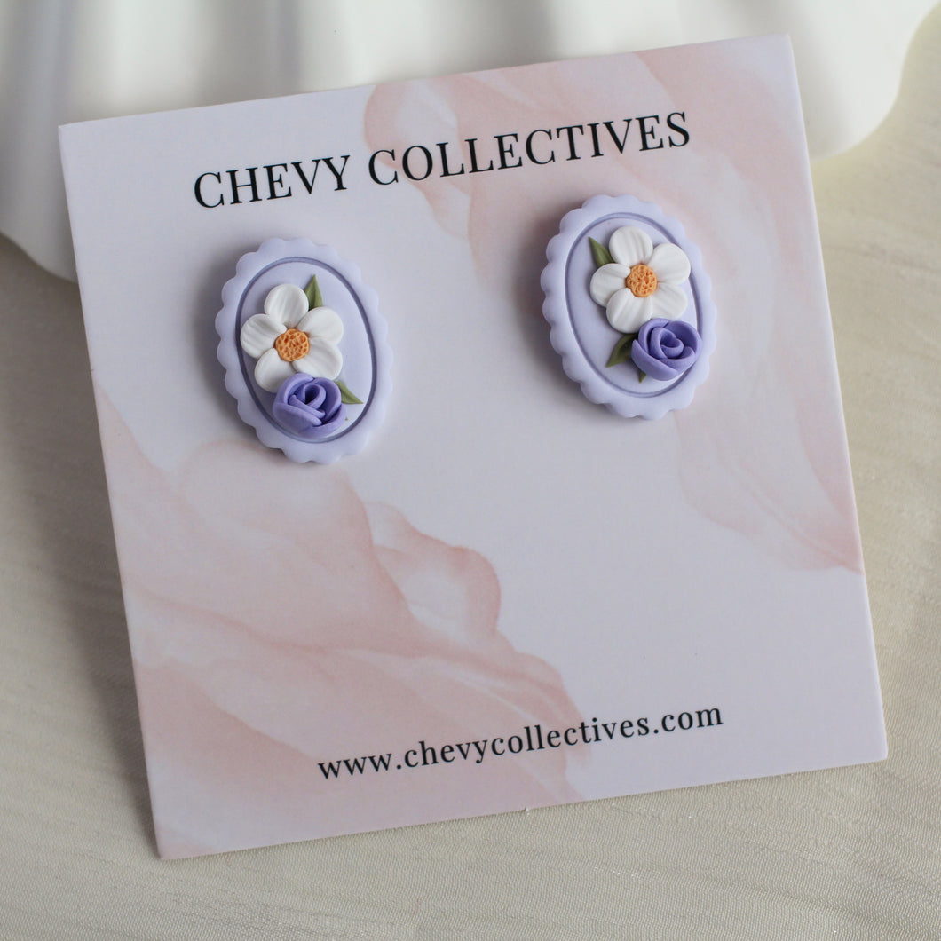 All Things Floral (Mini Oval Studs - Lilac)