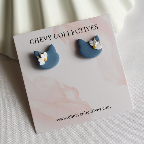 Floral Studs (Cat - Blue)