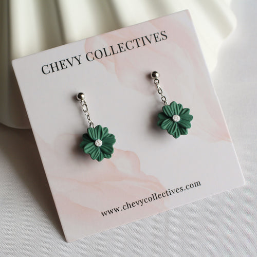 Daisy Earrings (Forest Green)