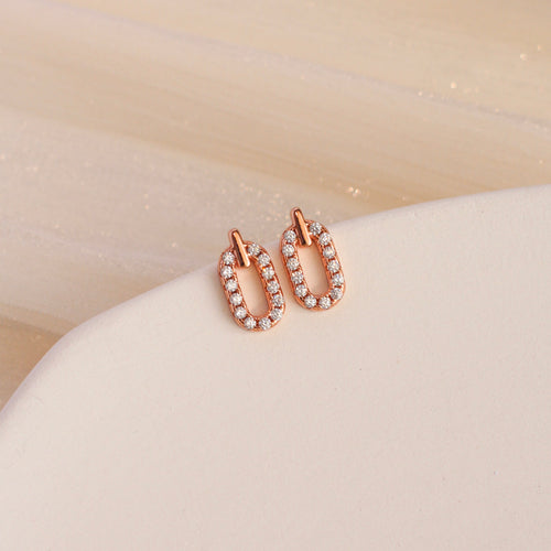 Callie Oval Studs (Rose Gold)