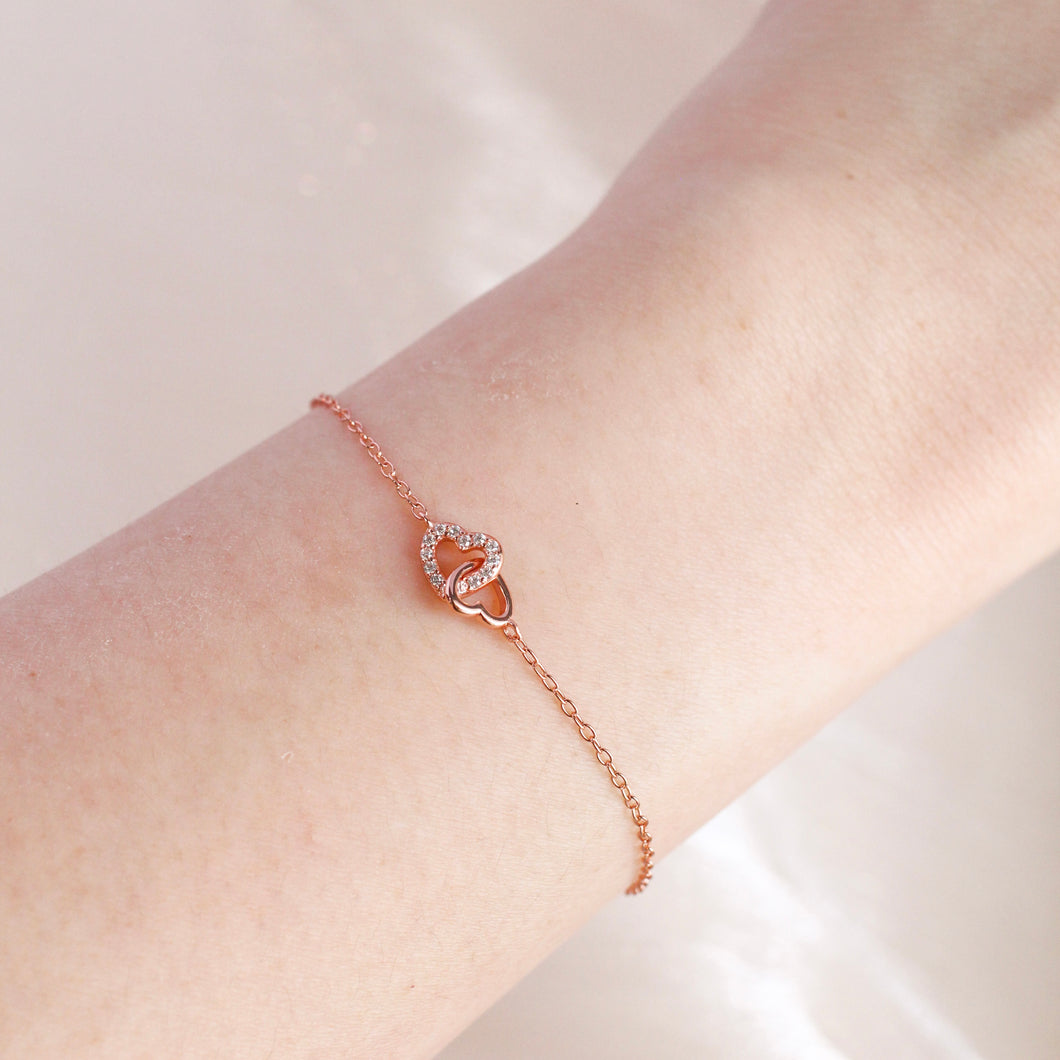 Jodi Duo Heart Bracelet (Rose Gold)