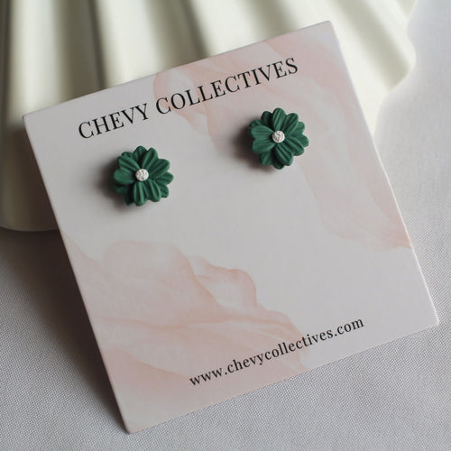 Daisy Studs (Forest Green)