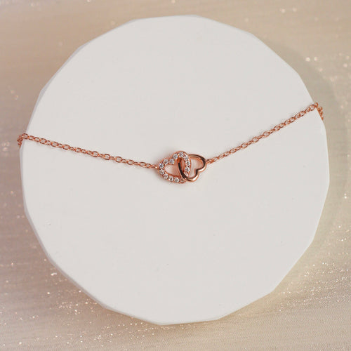 Jodi Duo Heart Necklace (Rose Gold)