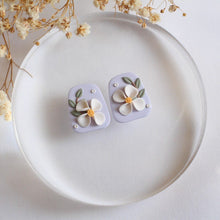 Load image into Gallery viewer, Adela Florals (Trapezium Statement Stud - Lilac)
