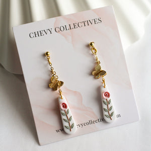 All Things Floral (Long Dangle - Pink Rose)