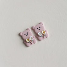 Load image into Gallery viewer, Bear with Roses (Statement Stud - Pink)